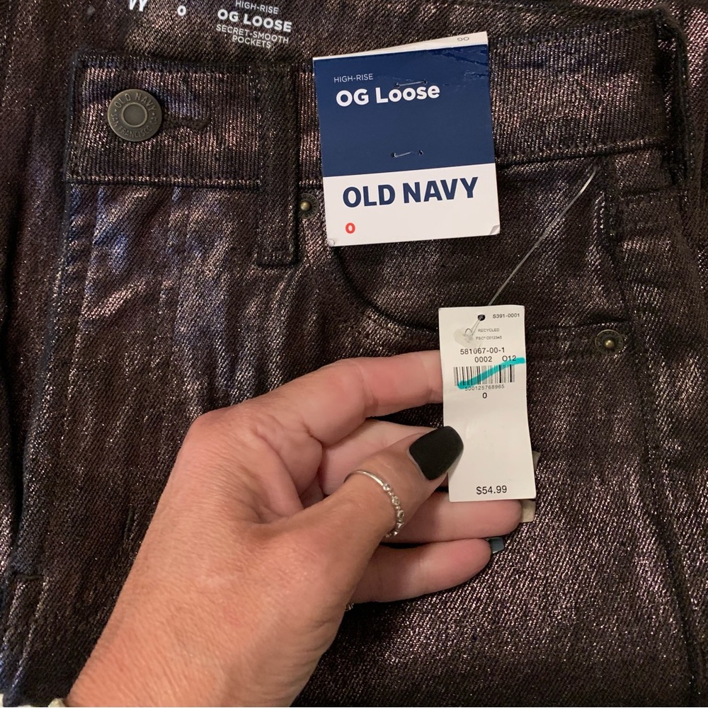 NWT Old Navy Metallic Brown 5 pocket OG loose Jeans.